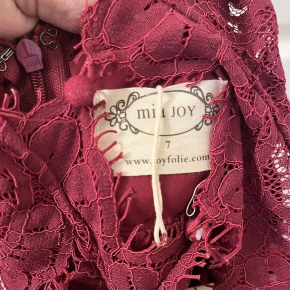 Joyfolie Mia Joy Lacy Petticoat Dress in Burgundy Girls Size 7 - Picture 7 of 16